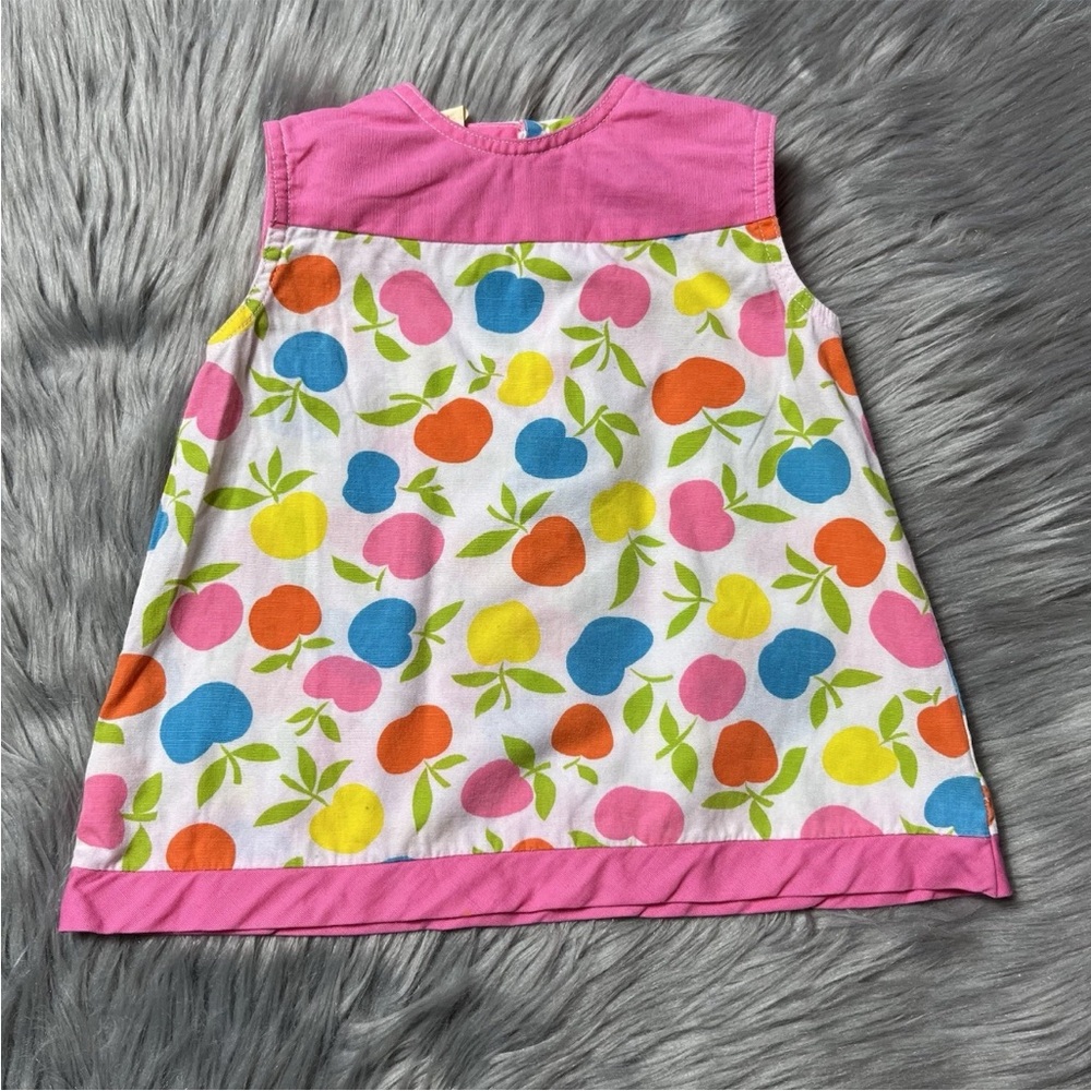 Vintage 60s Toddler Girls Apple Fruit Print Sleeveless Top